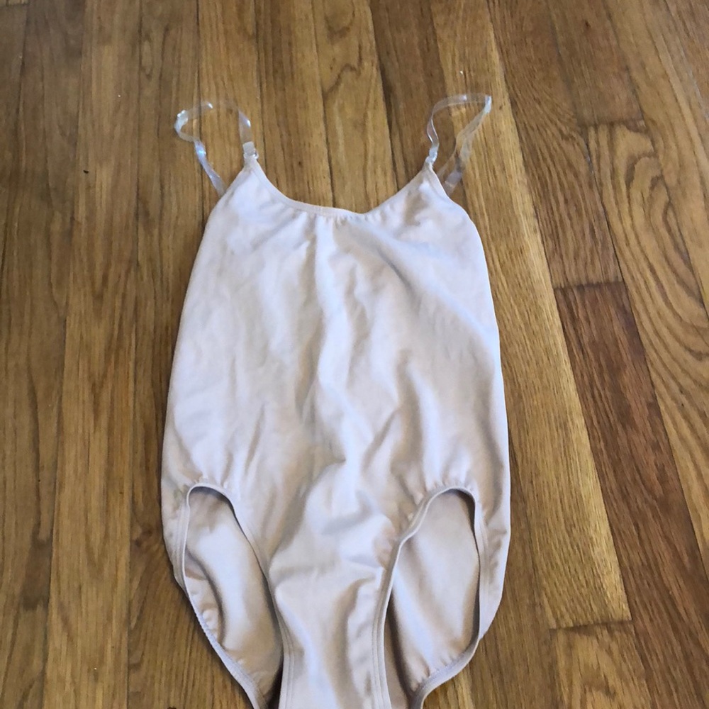 Nude leotard with clear straps